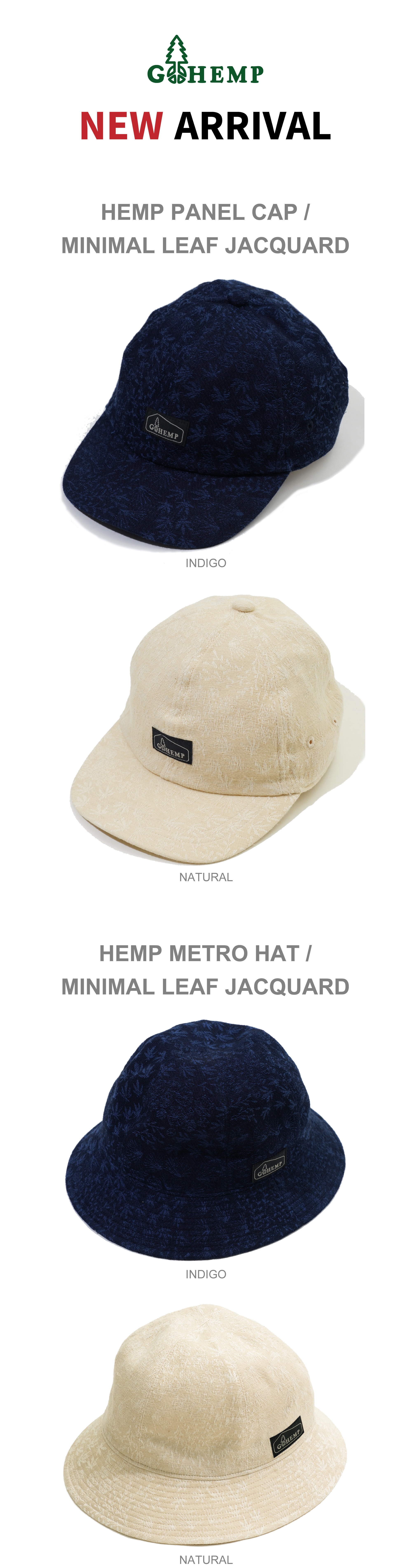 【GOHEMP】HEMP PANEL CAP / METRO HATを入荷しました