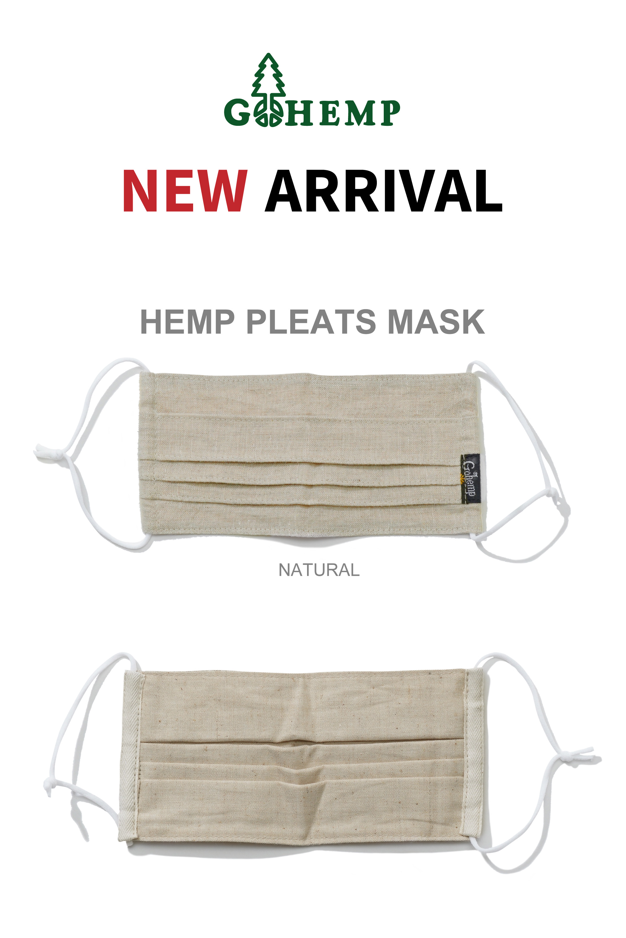 【GOHEMP】HEMP PLEATS MASKを入荷しました